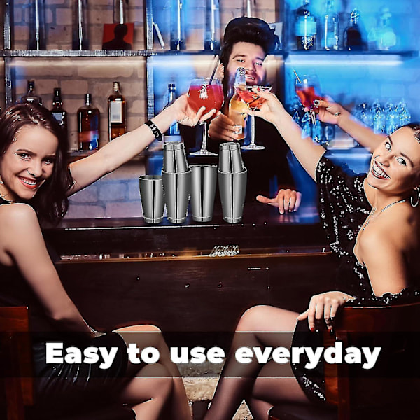 16 stk. Cocktail Shakers Professionel Bar Shaker Boston Shaker Sæt Rustfrit Stål Martini Shaker (FMY) Black