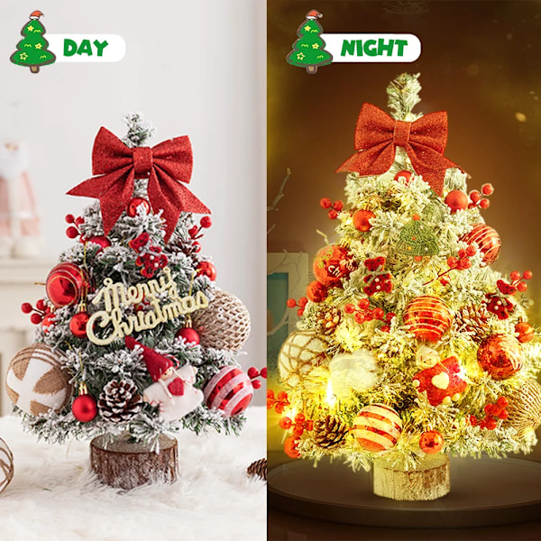 Kunstigt Juletræ, 45cm, Lille, Med LED-lys & Pynt, DIY Gave (FMY) Other