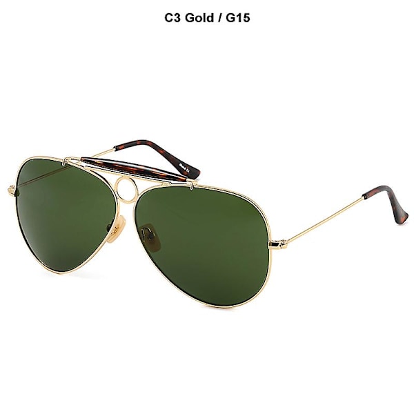 JackJad Nya Mode 3138 SHOOTER Stil Vintage Flygsolglas Metall Cirkel Design Solglasögon Oculos De Sol Med Huva (FMY) C3 Gold G15 UV400