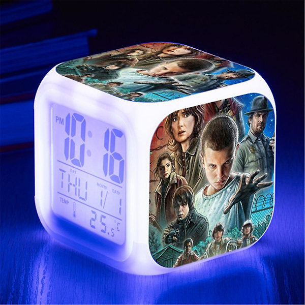 Stranger Things 4 Digital Väckarklocka 7 Färgade LED-Nattlampor Rum Dekoration Fans Presenter (FMY) B
