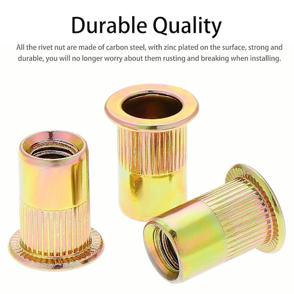 50 kpl M12 Päältä Tasainen Kierteinen Niitti Mutteri, Sinkitty Hiiliteräs Kierteinen Niitti Mutteri, M12 Niitti Kierteinen Insertit (18mm X 22mm)  (FMY)