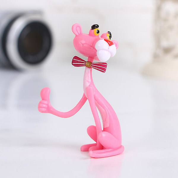 4-pack Action- & Leksakerfigurer Rosa Pantern Söt Dockmikrolandskapsdekoration Stygg Leopardmodell för Barnpresent (FMY)