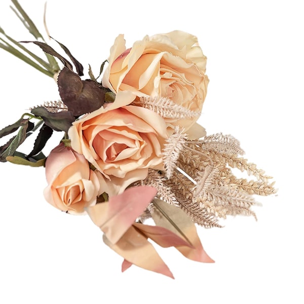1 bunt kunstig rose forskjønnende romantiske gaver Kunstig blomsterbukett i kunstig silkejubileum til hagen (FMY)