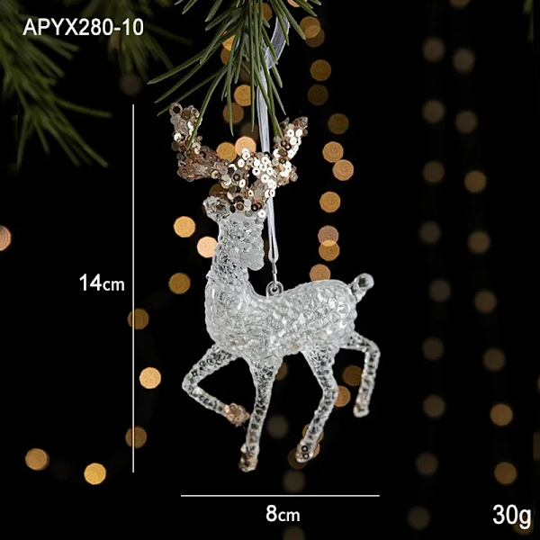 Julepynt Sequin Akryl Hængende Transparent Snefnug Butterfly Elk Juletræ Pynt Glædelig Jul (FMY) C