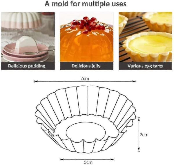 50 stk. Rustfrit Stål Muffinform Tartletforme Bageforme Non-stick (FMY)