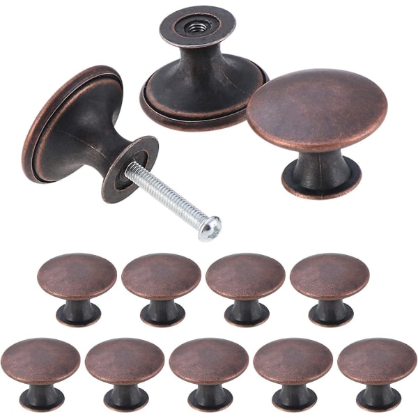 24-pack vintage chic skåpknoppar för antik kökslåda, 30 mm runda dörrknoppar, bronsröd (FMY)