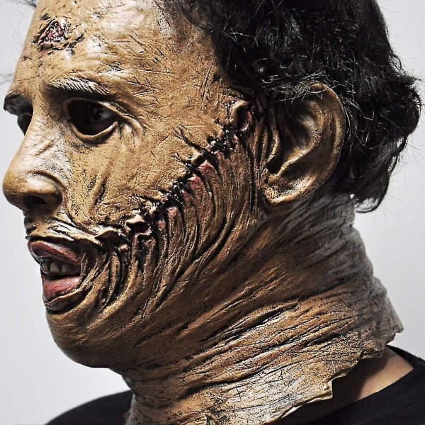 Texas Chainsaw Massacre Lädermasker Latex Skrämmande film Halloween Cosplay Kostym Fest Evenemang Rekvisita Leksaker Carnival Mask (FMY)