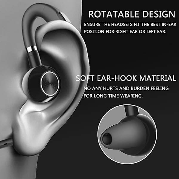 Röststyrda Bluetooth-hörlurar Sport Hörlurar Handsfree Mic Mikrofon för Telefon Bilförare Trådlöst Business Headset Svart + Röd (FMY) Black  red