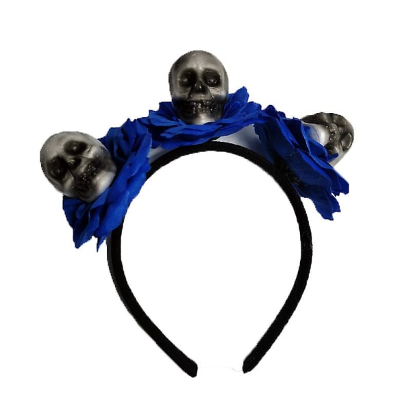 2-pakning Halloween-hodespenne Blodskrekk Dekorativt skallehodebånd Hårtilbehør Festutstyr (blå), wz-1660 (FMY)