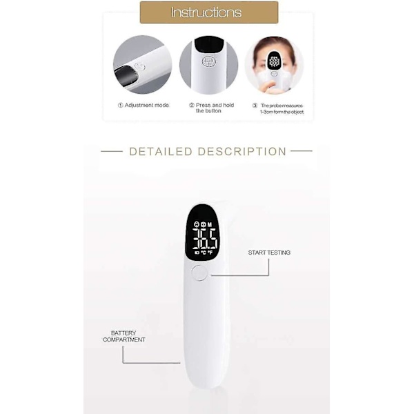 Termometer for Lmell Voksne, Infrarød Digital Termometer, Panne og Øre Gave (FMY)