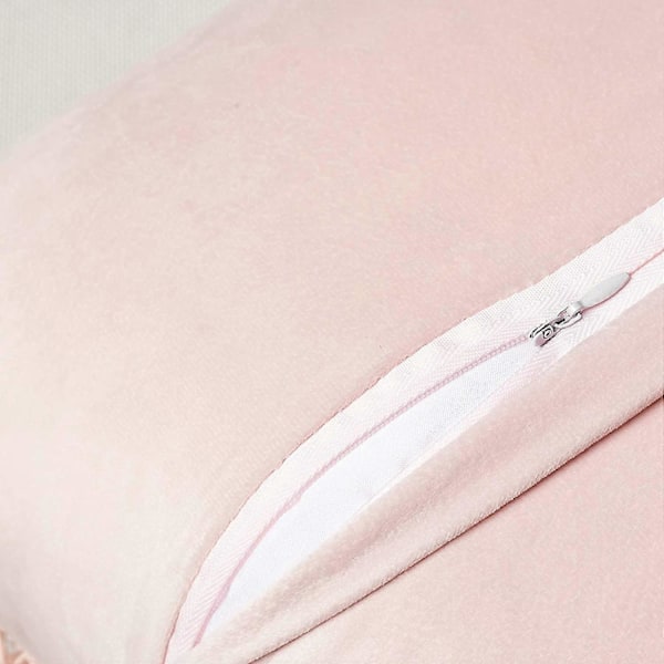 Set med 2 Fyrkantiga Mjuka Sammetskuddfodral med Pompoms Hem Dekorativa Örngott för Vardagsrum Soffa Sovrum 30x50cm Rosa (FMY)