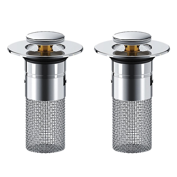 -Up Sink Drain Strainer with Removable Stainless Steel Strainer Basket Catch, Sink Stopper Replacement,  (FMY) Silver