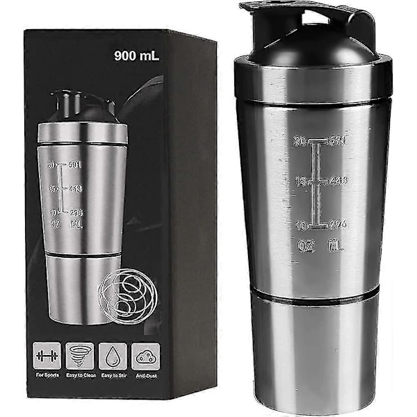 700ml + 200ml Rustfri Protein Shaker med Rørkugle Holdbar Bevægelse (FMY)
