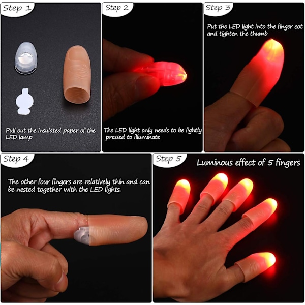 10 st LED-fingerljus Tricks Finger Light Tummar Ljus Finger Prank Toy Tool För Perform Halloween  (FMY)