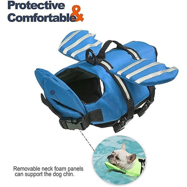 Wings Design Dog Flytväst, Dog Flotation Lifesaver Preserver baddräkt med handtag (FMY) Blue XL (Chest Girth 70-95 cm)