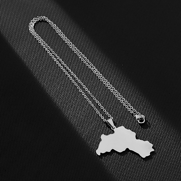 Kurdiskt karthänge i rostfritt stål, halsband för kvinnor och män, modernt smycke, present (FMY) Silver Style 1