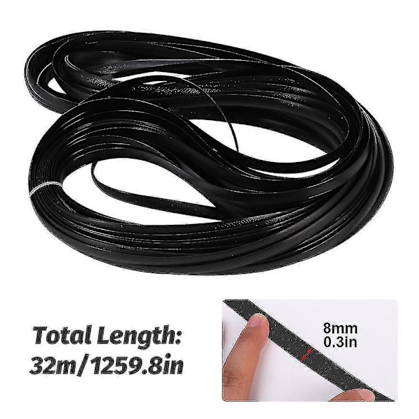 32m Reparationskit för Utemöbler i Högstyrka Plast Rattan Vicker Platt Bärbar Ny (FMY) Black