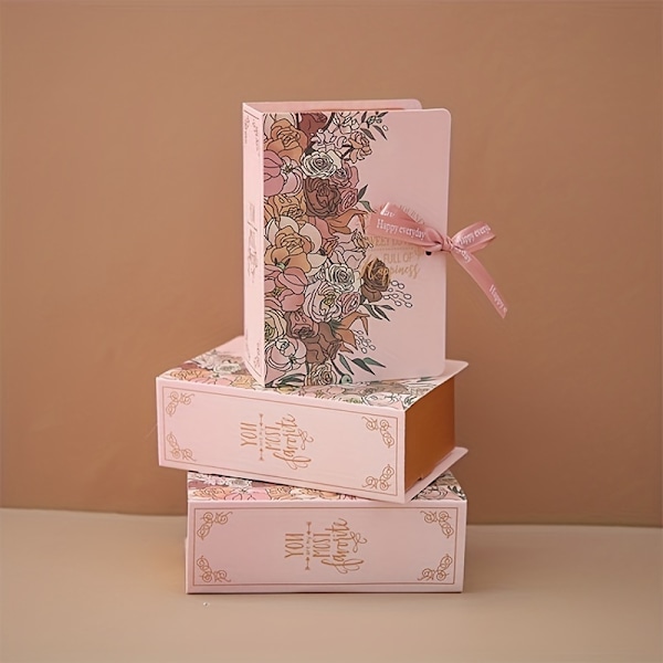 25/50 stk Vintage-Stil Magic Bog Gaveæske - Robust Papkonstruktion, Sød og Chokoladevenlig, Perfekt til Bryllup, Fødselsdag, Mot  (FMY) pink 25pcs