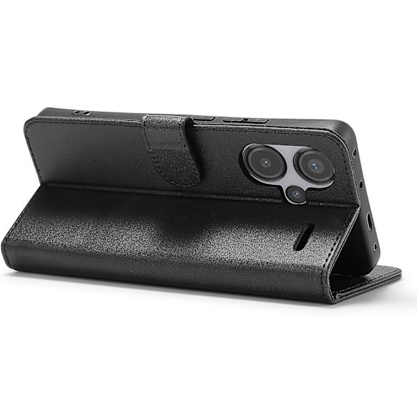 LC.IMEEKE Fodral för Xiaomi Redmi Note 13 Pro+ 5G i kalvläderstruktur, plånboksfodral med flippskydd (FMY) Black