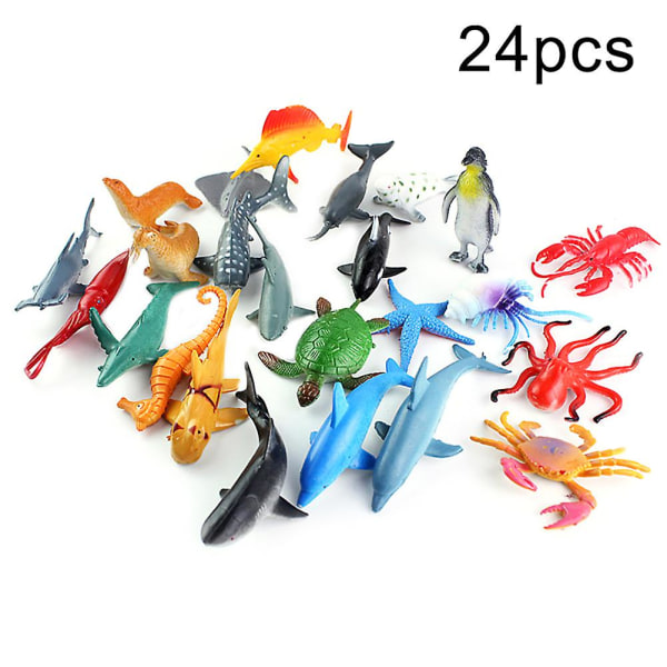 24 stk. Realistiske Mini Havdyr Hval Hummer Figurer Pædagogisk Legetøj til Børn (FMY) 24pcs