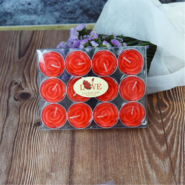 12 Rose Tealight Candles Delicate Rose Flower Candles for Valent FAN20240382  (FMY)