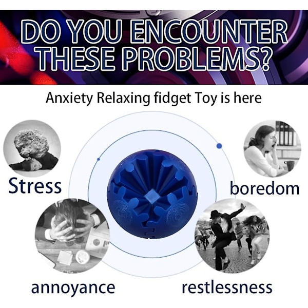 3D Printet Gear Ball Spin Ball, Cube Fidget Legetøj, Gear Sphere, Stress Bold, Skrivebordslegetøj, Gear Legetøj til Stress og Angst Afspænding (FMY) A