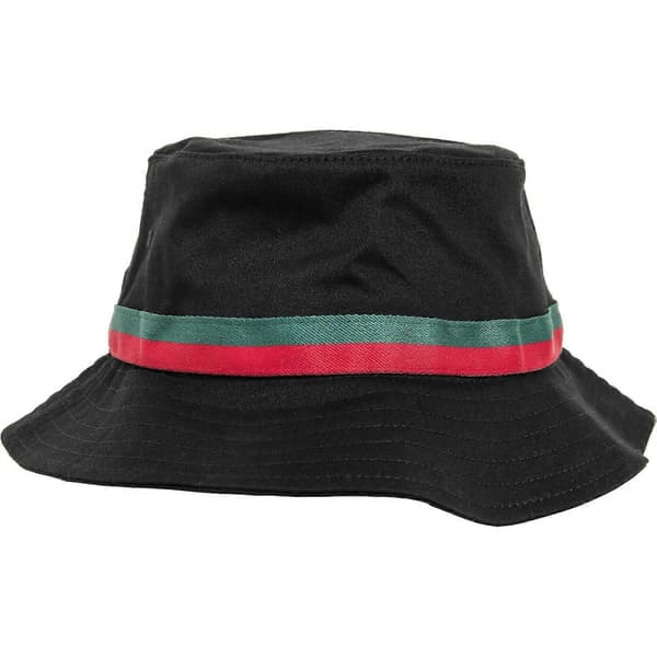 Flexfit By Yupoong Stripe Bucket Hat (FMY) Black/Fire Red/Green One Size