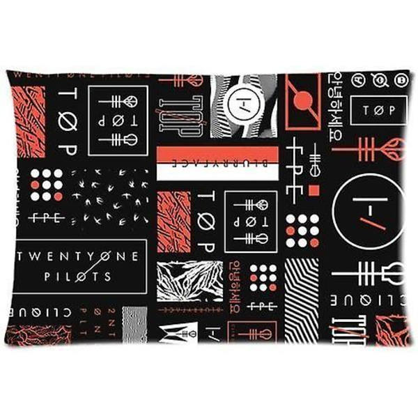 Twenty One Pilots tilpasset bomulls- og polyesterputetrekk med glidelås 20x26 (to sider)  (FMY) 45x45cm