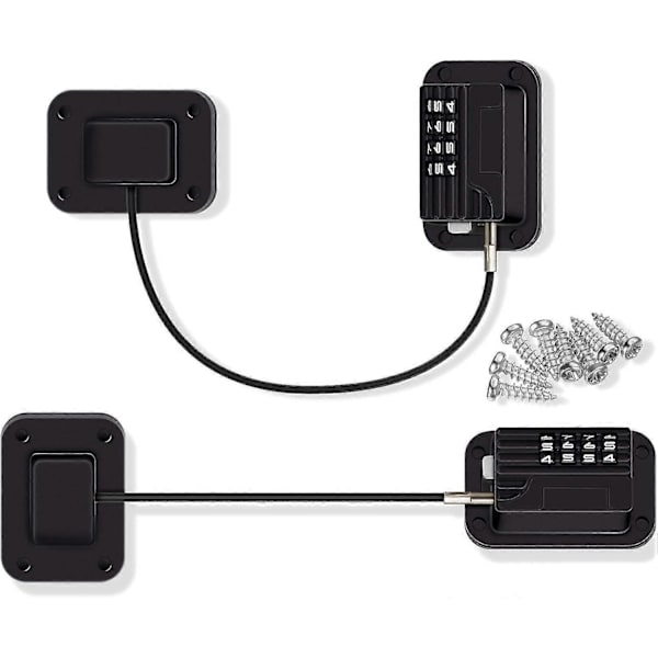 Jääkaapin lukko salasanalla, lapsiturvallinen jääkaapin lukko jääkaapeille, kaapeille ja laatikoille, oville (FMY) 2Pcs Black