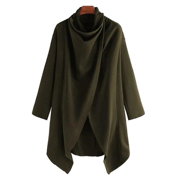 Menn Cardigan med løs hals og uregelmessig solid varm poncho sjal frakk Street Trendy (FMY) Green L