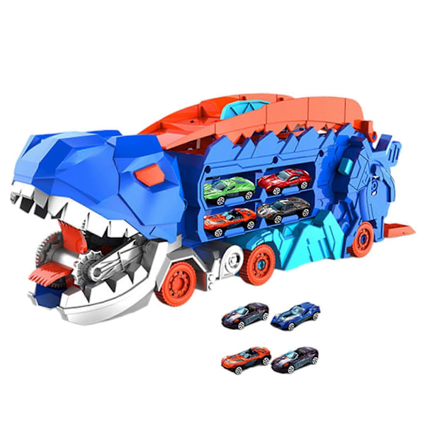 Dinosaurie Lastbil Ätande Bilar Leksak Transport Lastbil Bärare Pojkleksaker Dinosaurie Paradis Rutschkana Dinosaurie Bil Fordon Lekset Bebisar(FMY) 8 Mini Cars 43.2cmx14.3cmx17.5cm