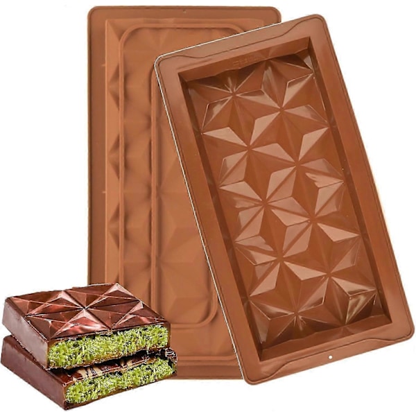 Dyb Chokoladebar Forme | Silikone Chokoladeform | Varmebestandig Chokoladebar Form (FMY) 3pcs