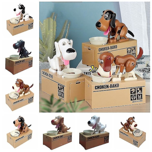 Pengekasse Bank Piggy Mekanisk Choken Mønt Spare Hungry Spise Hund Robot, 100% Ny (FMY) black
