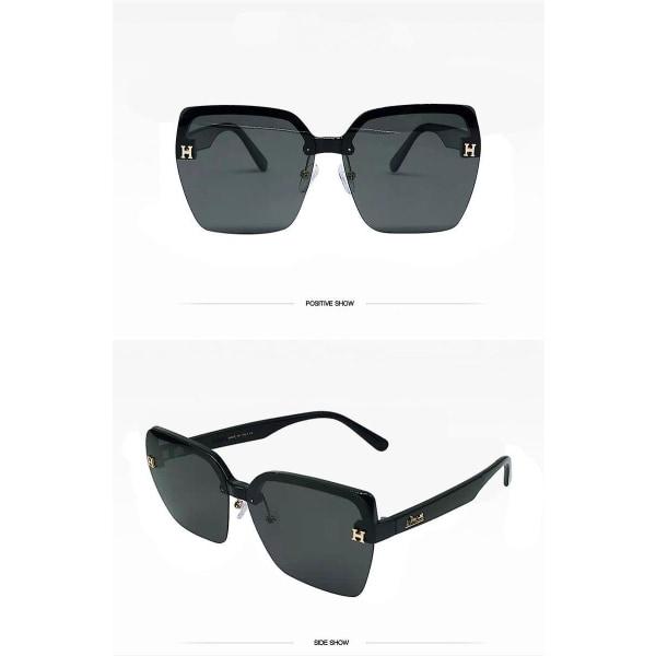 Motesolbriller Overdimensjonerte Uv400 firkantede briller for menn og kvinner - svart (FMY)