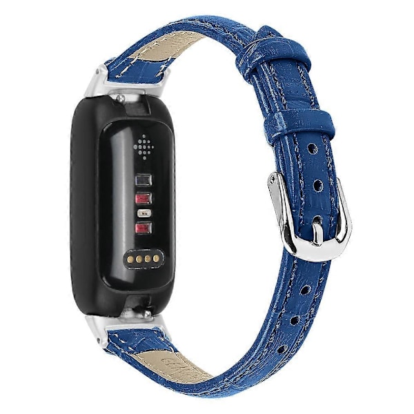 Fitbit Inspire 3 -rannekkeen korvaava bambukuvioinen PU-nahkainen säädettävä ranneke (FMY) Blue