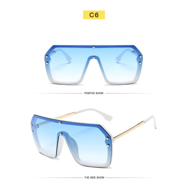 Oversized Shield Solbriller Flat Top Gradient Lens Briller uden kant til kvinder Mænd (FMY)