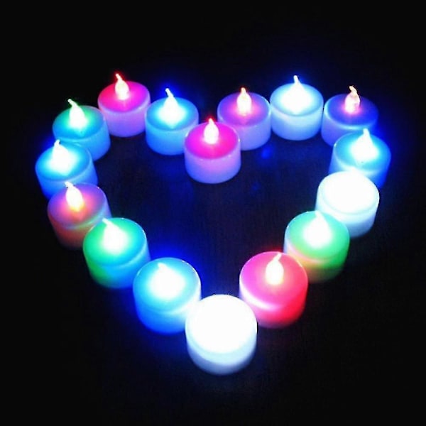 Färgväxlande LED-telampor i bulk, 6 st flamlösa te-ljus med färgglada lampor, batteridrivna färgade falska ljus, utan flimmer (FMY) 12PCS