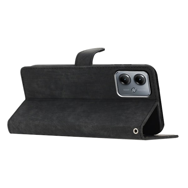 Väska för Motorola Moto G54 5G - Skinn-touch PU-läder Plånboksfodral med Stativ (FMY) Black