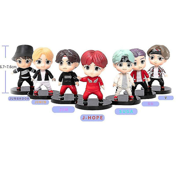 7 st/1 set Koreanska Bts Figuriner Samling Medlemmar Handgjorda Bordprydnader Dockor (FMY) Standing Style