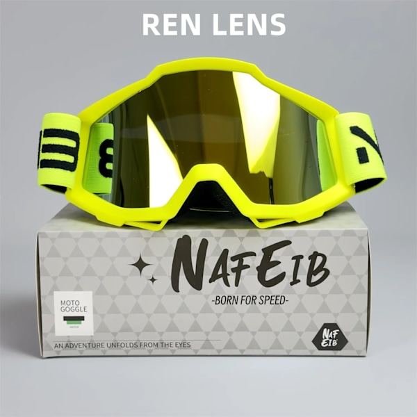 NAFEIB Moottoripyörälasit N17 Motocross Pyöräilylasit Ulkoilu Maasto Hiihto Urheilu MTB ATV Dirt Bike Racing Lasit (FMY) GN-RED