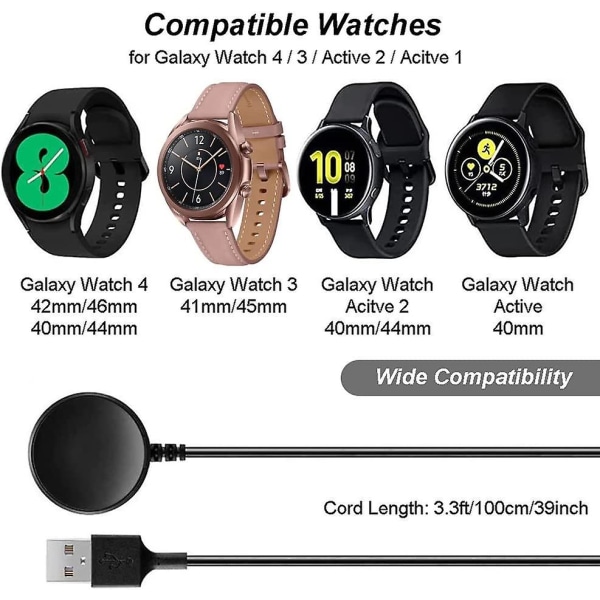 Oplader til Samsung Galaxy Watch 4/3 Active 2 Senioroy opladningsdock, sort (FMY)