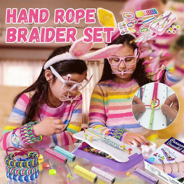 DIY håndvevsett for barn, foreldre-barn interaksjonsleke for kvinner og jenter (FMY) Pink