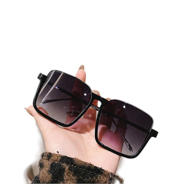 Överdimensionerade solglasögon för kvinnor Män Mode Stora fyrkantiga platta solglasögon Nyanssvarta (FMY)
