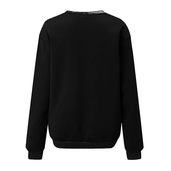 Kvinders Juletrøje med Grinch Print, Langærmet, Rundhals, Casual Pullover Top, Gave (FMY) Black XL