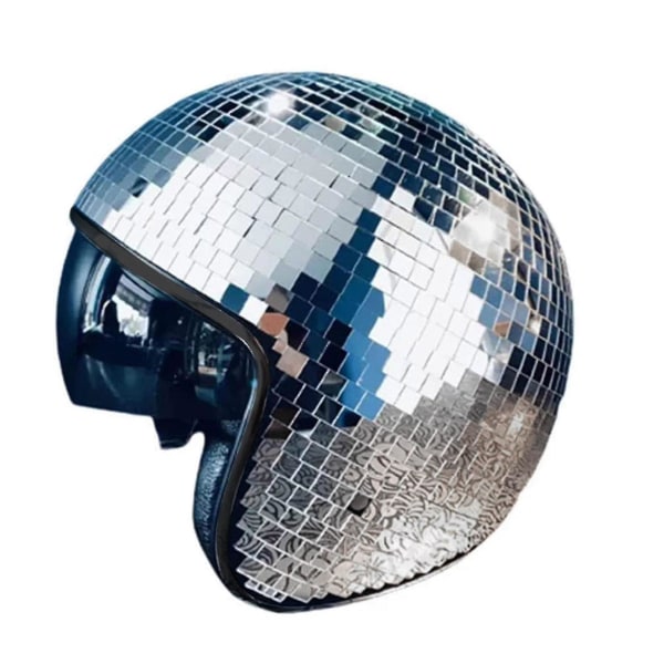 Disco Ball Hjelm Hatt Med uttrekkbart visir Glitter Glass Disco Hjelm Fantastiske Disco Ball Hjelmer (FMY)