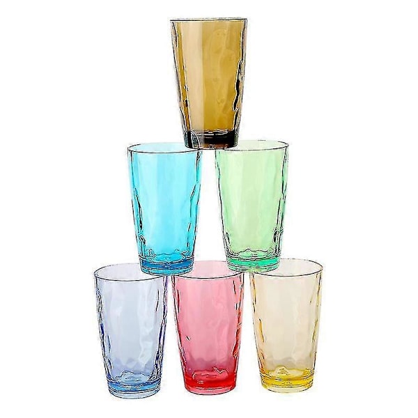 330/420/470 ml värilliset muovimukit uudelleenkäytettävät juomalasit piknikjuhliin 6 kpl (FMY) 470ml