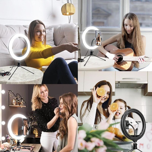 Ring Light 10 tum LED Selfie Stick Ringlampa (FMY)