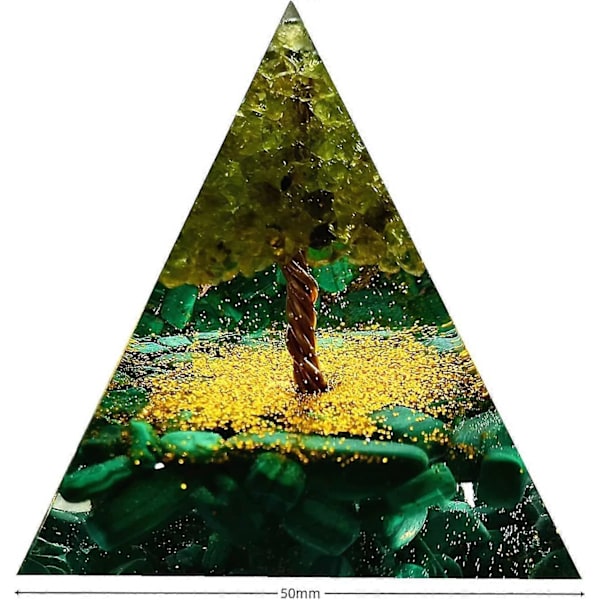 Livets Träd Orgonitpyramid för Positiv Energi Kristallhealing Orgonpyramid Kollektion Meditation Attraherar Välstånd Verktyg (grön)  (FMY)