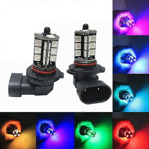 2x H11 H8 H9 5050 Led 27smd Rgb Bil Frontlys Tåkelys Pære Lampe Fjernkontroll (FMY)