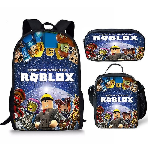 Roblox Print koululaukku lasten reppu tai laukku tai kynälaukku tai kolmiosainen set (FMY) 2 Only a pen bag